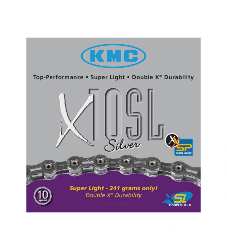 Cadena KMC X10SL plata 10 velocidades 114 eslabones