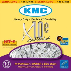 Cadena KMC X10e plata 10 velocidades para e-bike