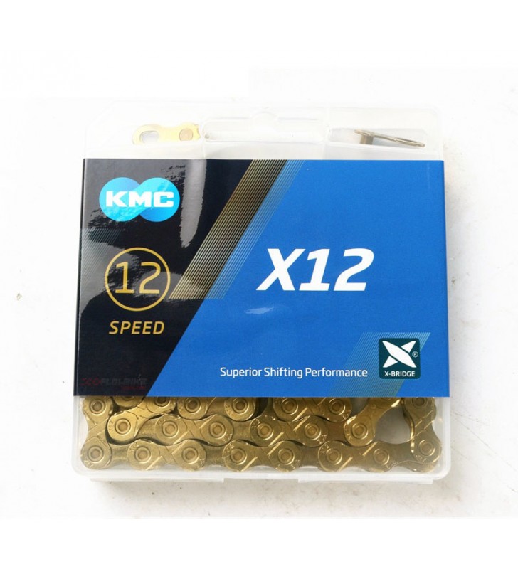 Cadena KMC X12 Ti-N oro 12 velocidades 126 eslabones